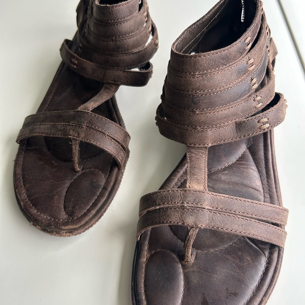 Olukai Brown Gladiator Leather Sandals